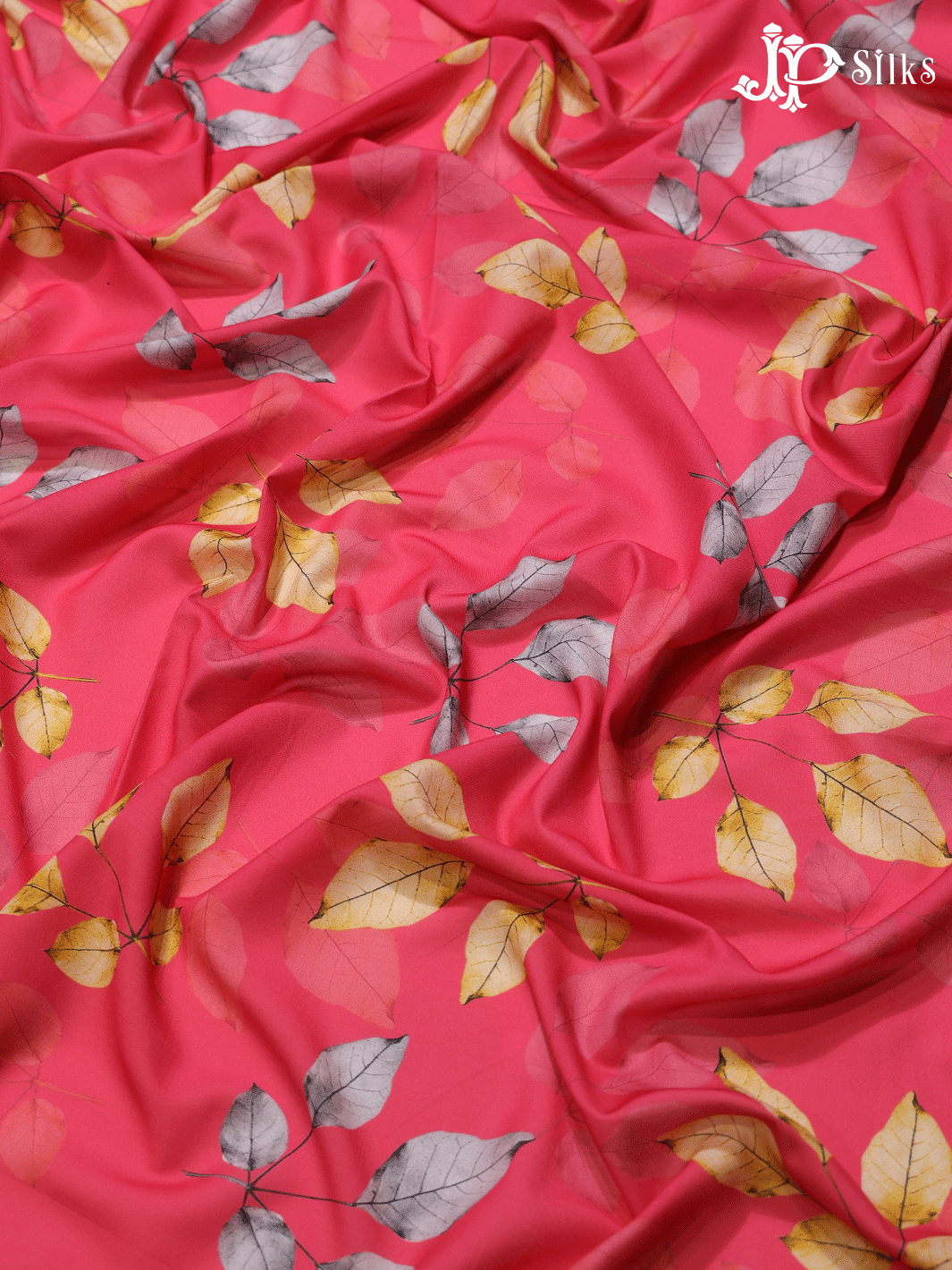 Reddish Pink Digital Printed Chiffon Fabric- A14285
