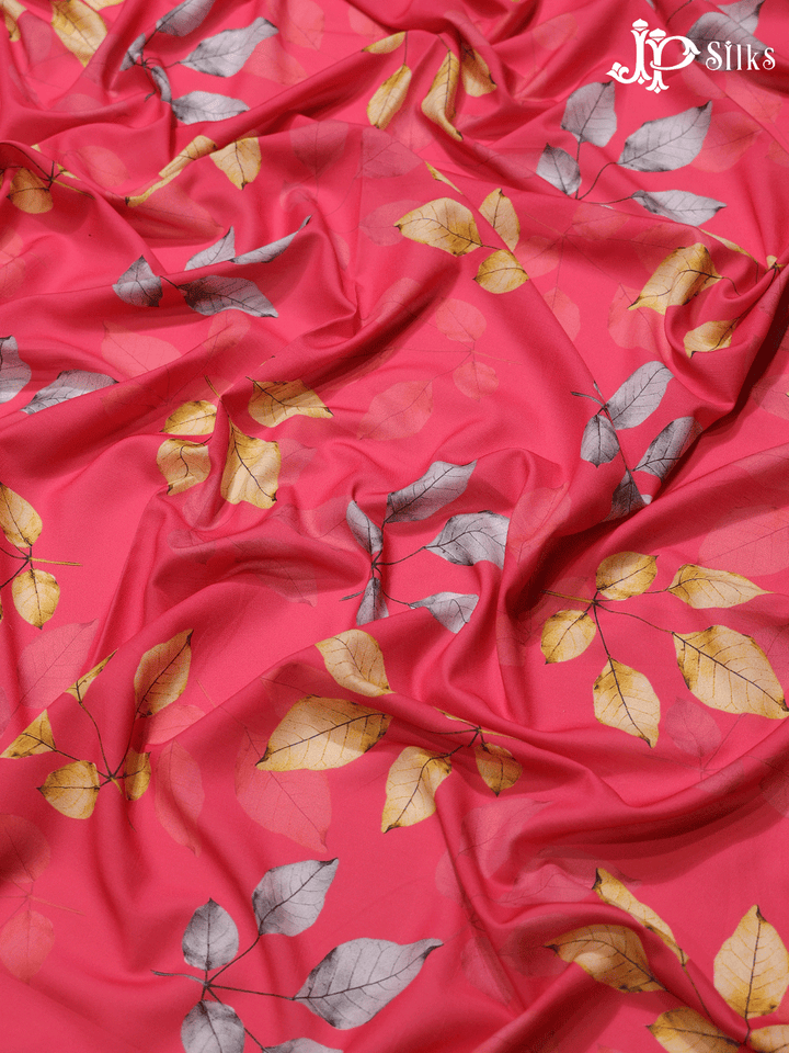 Reddish Pink Digital Printed Chiffon Fabric- A14285