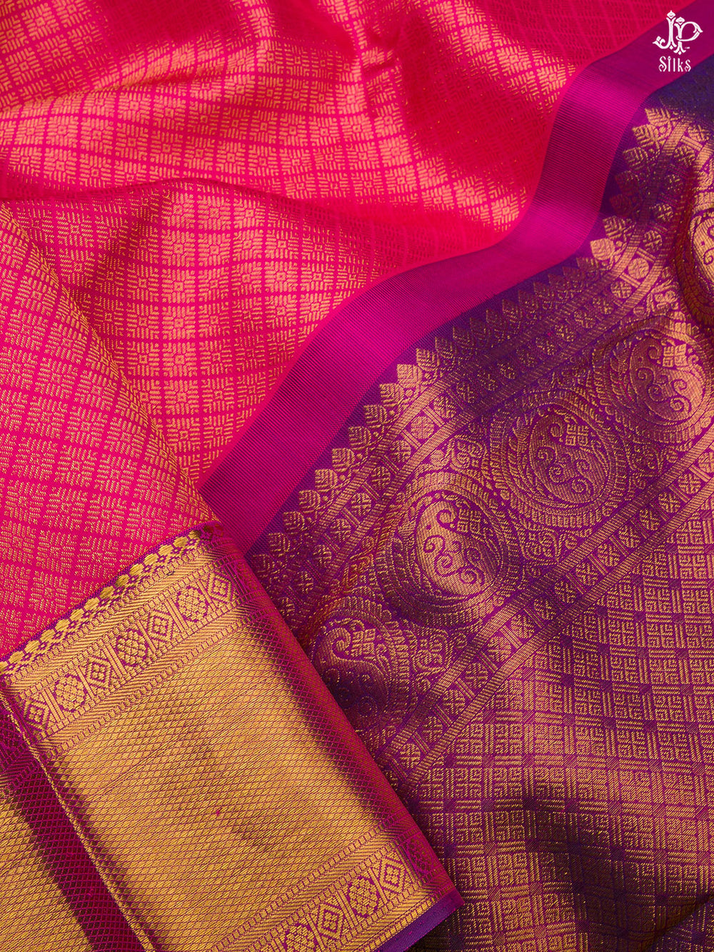Pink and Purple Kanchipuram Silk Saree - D9758 - View 2