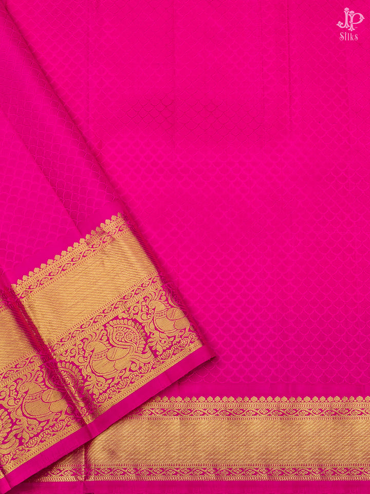 Yellow and Pink Kanchipuram Silk Saree - A7033 - View 4