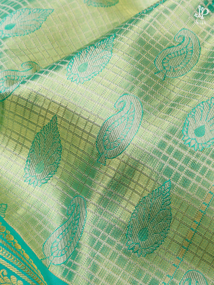 Mint Green Kanchipuram Silk Saree - A7017 - View 3