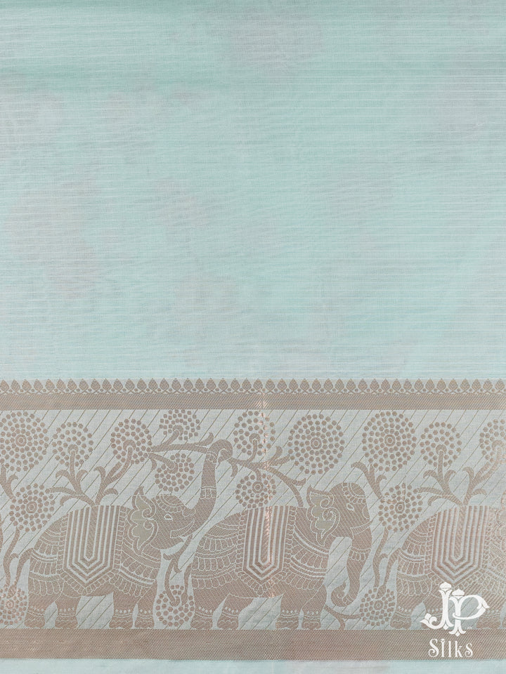 Sky Blue Kota Cotton Fancy Saree - E990 -2