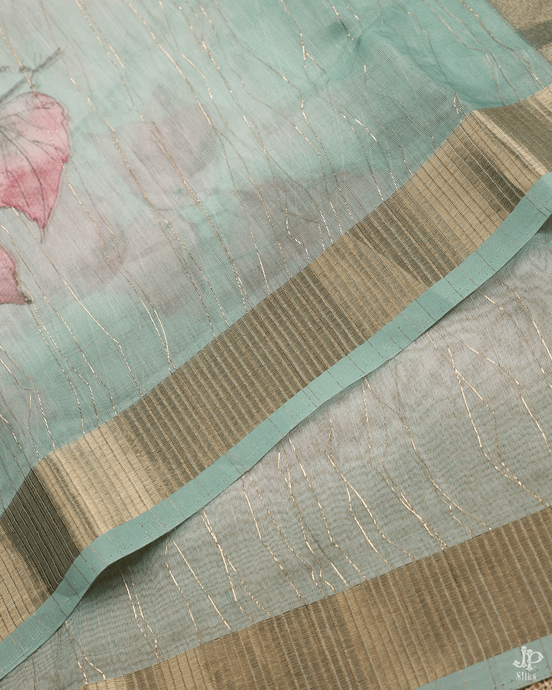 Baby Pink and Green Unstitched Chudidhar Material - D5242 - View 3