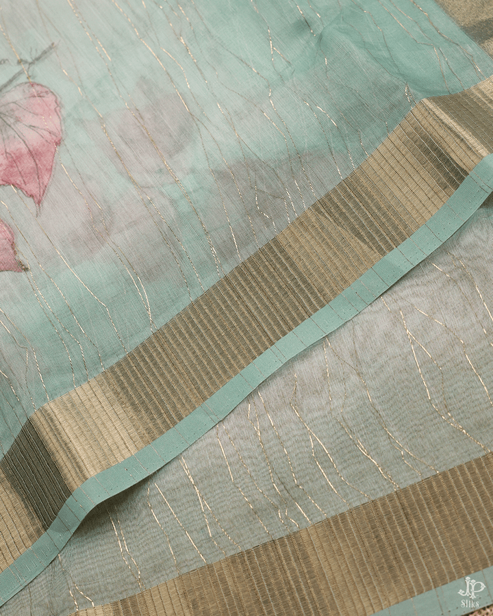 Baby Pink and Green Unstitched Chudidhar Material - D5242 - View 3