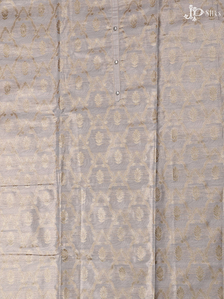 White and Gold Banaras Cotton Unstiched Chudidhar Material - E1933 - View 4