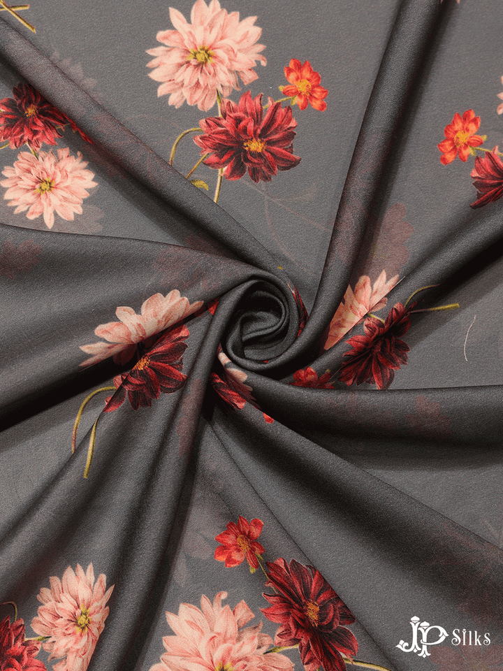 Grey Digital Printed Chiffon Fabric - A14308 - View 3