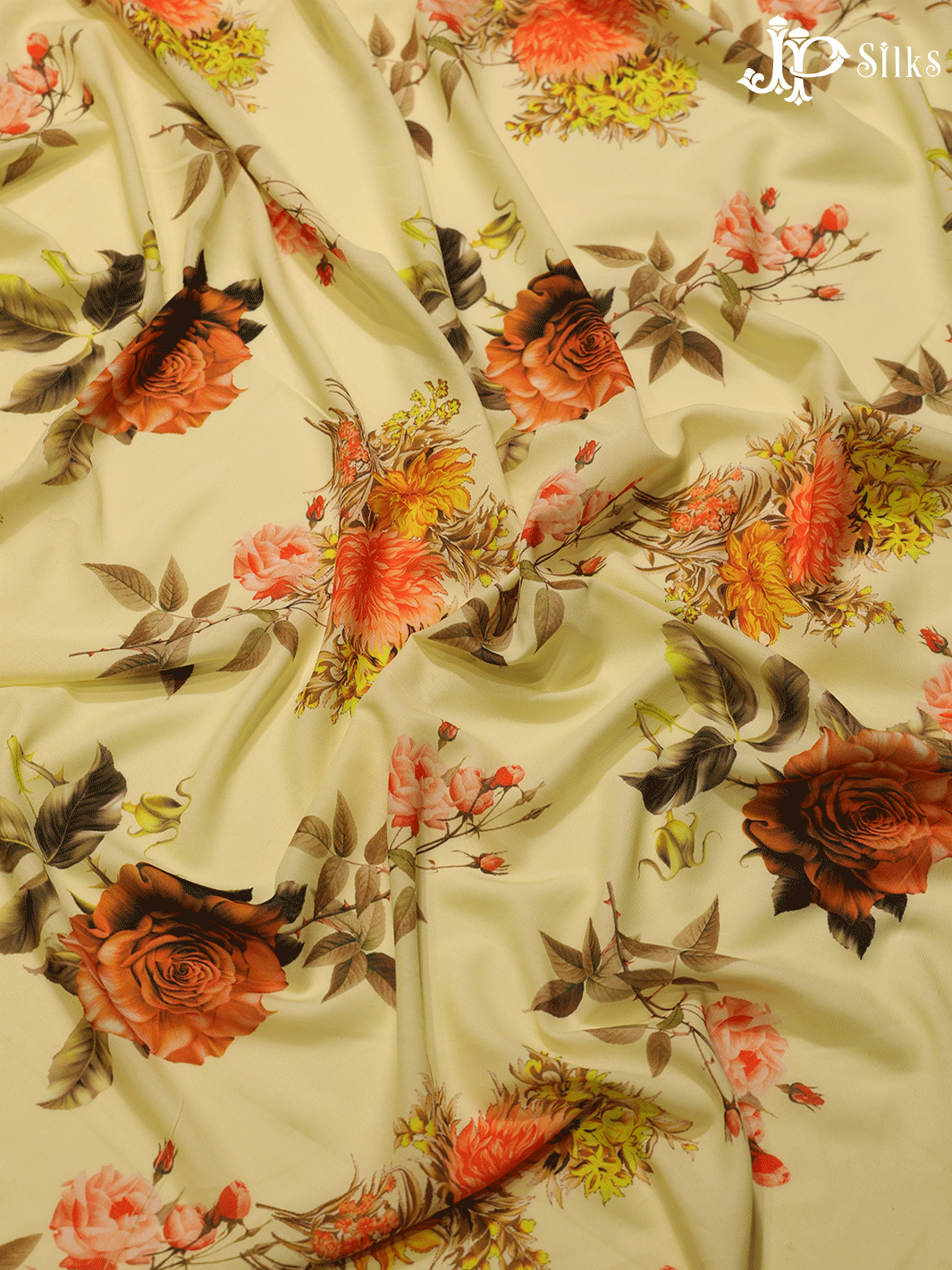 Yellow Digital Printed Chiffon Fabric- A14329