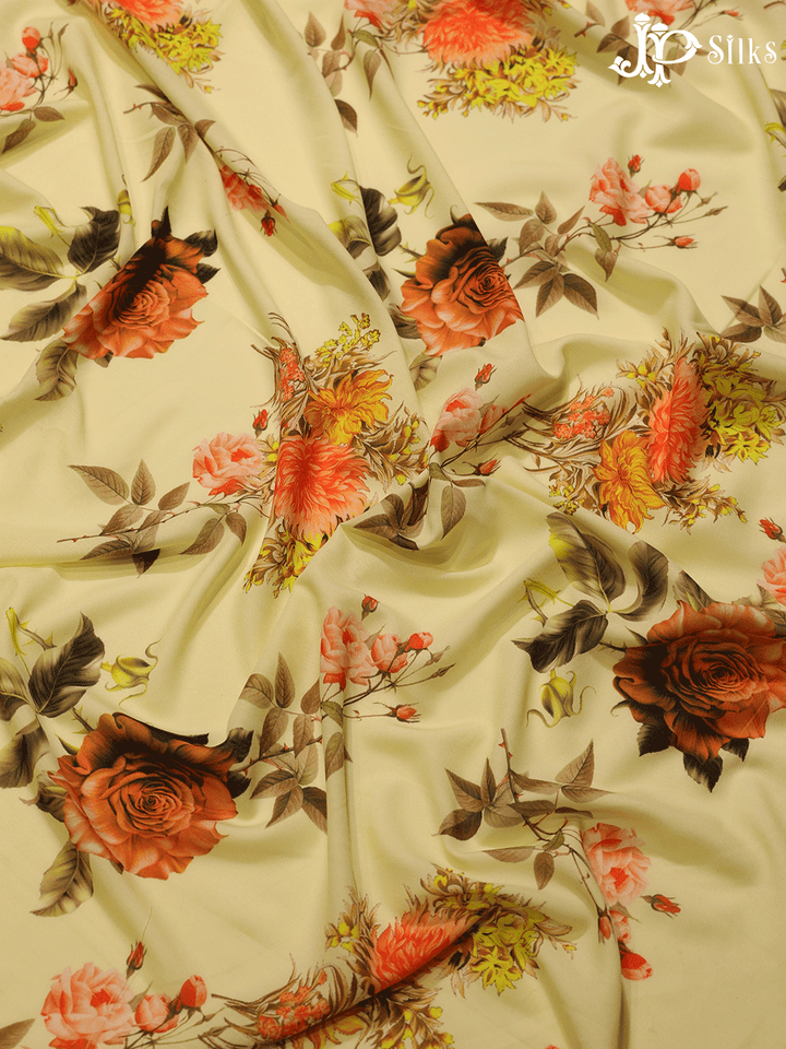 Yellow Digital Printed Chiffon Fabric- A14329