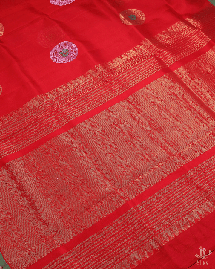 Red Silk Cotton Saree  - D207 - View 5