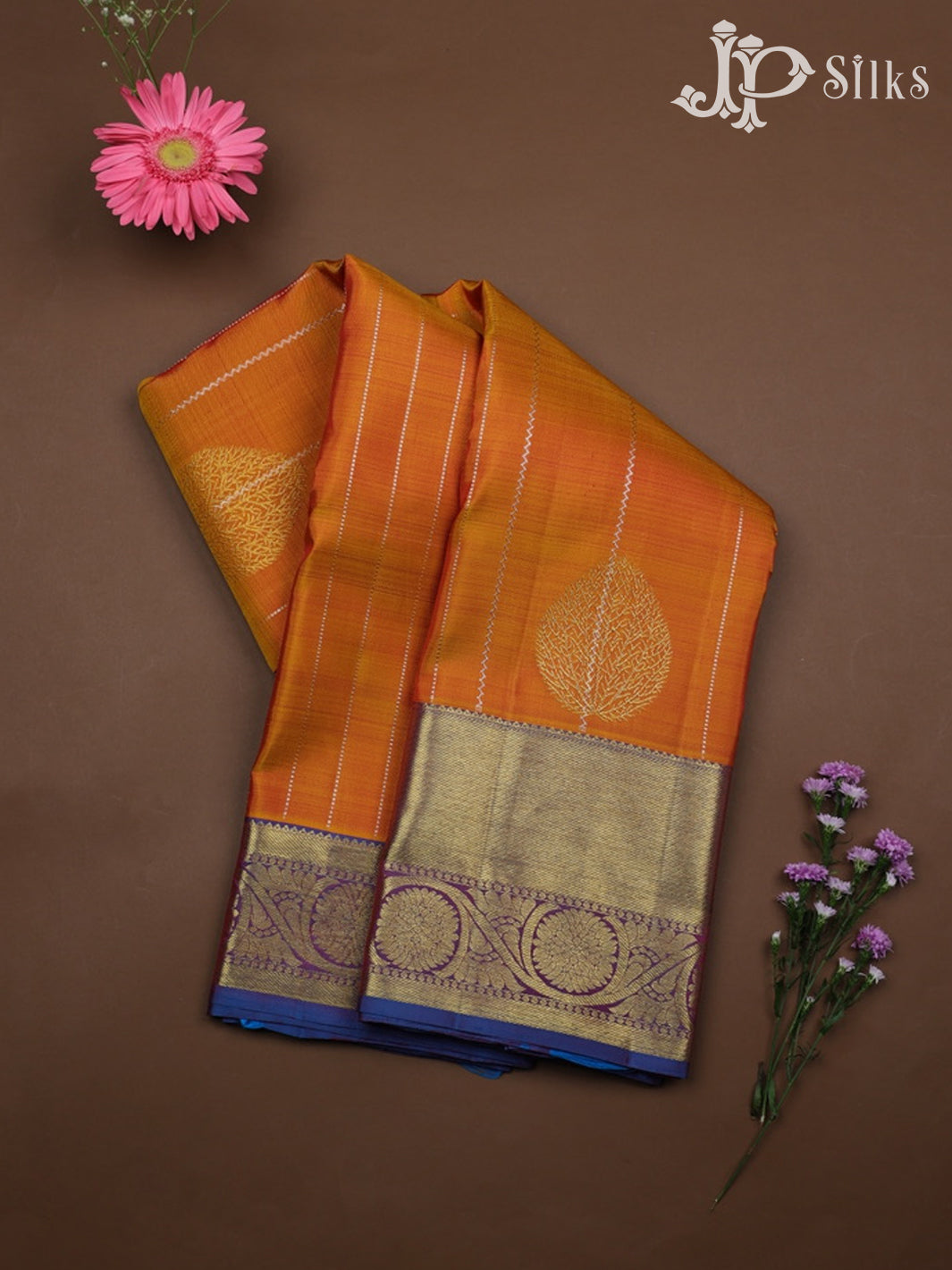 Mustard Yellow with Yale Blue Kanchipuram Silk Saree - F2333 - View 1