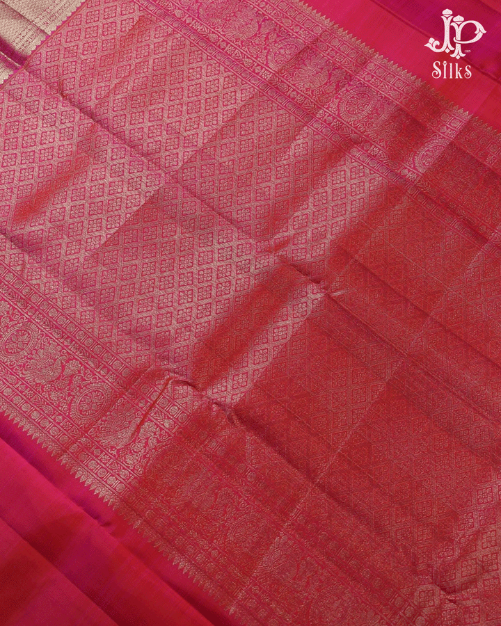 Pinkish Red Chariot Motifs Kanchipuram Silk Saree - F2 - View 5