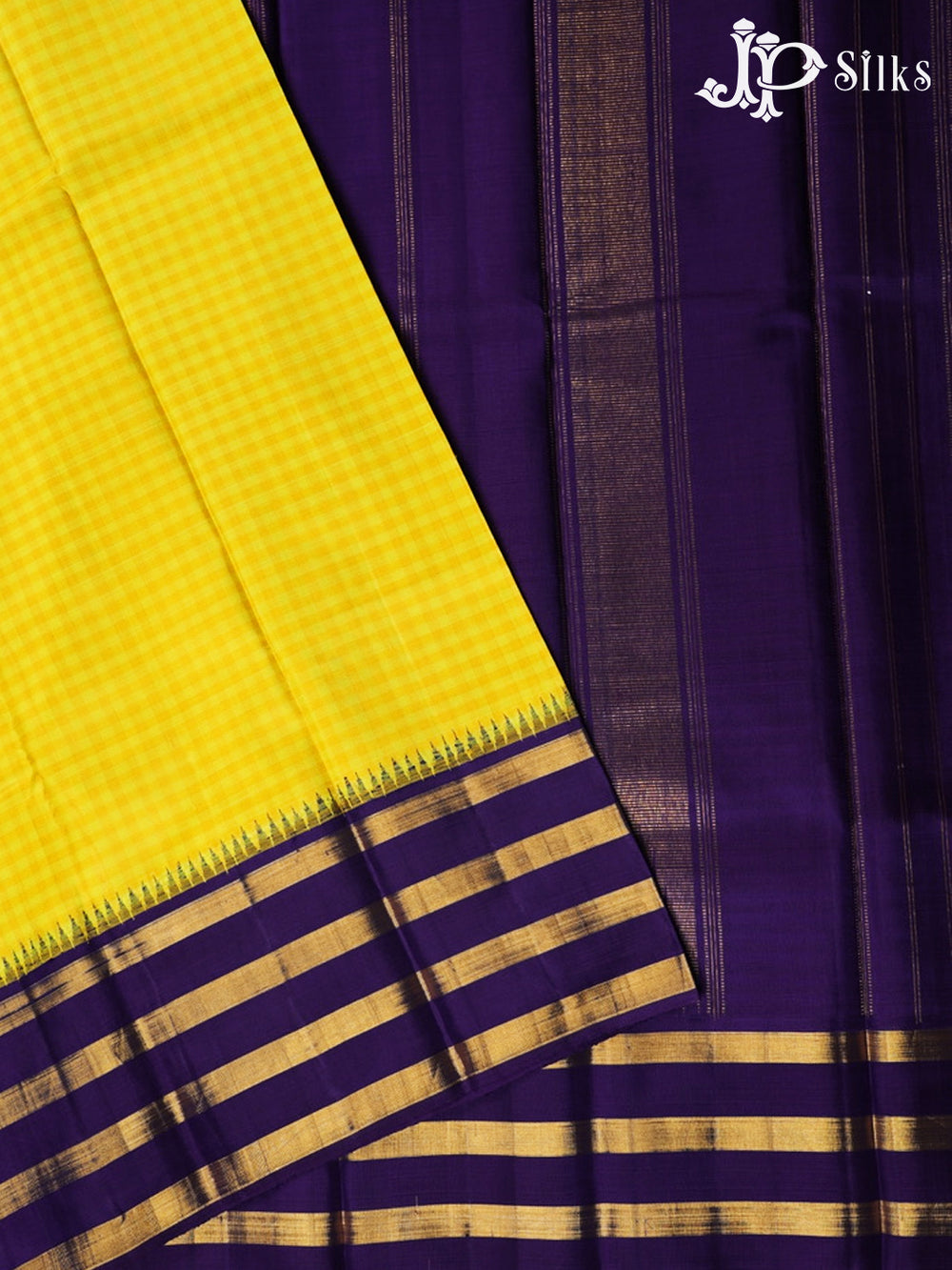 Yellow with Purple Kanchipuram Silk Saree - A974 - View 2