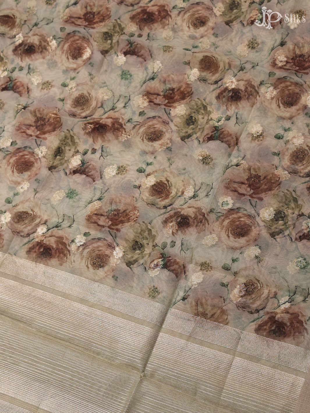 White and Gold Banaras Cotton Unstiched Chudidhar Material - E1933 - View 3