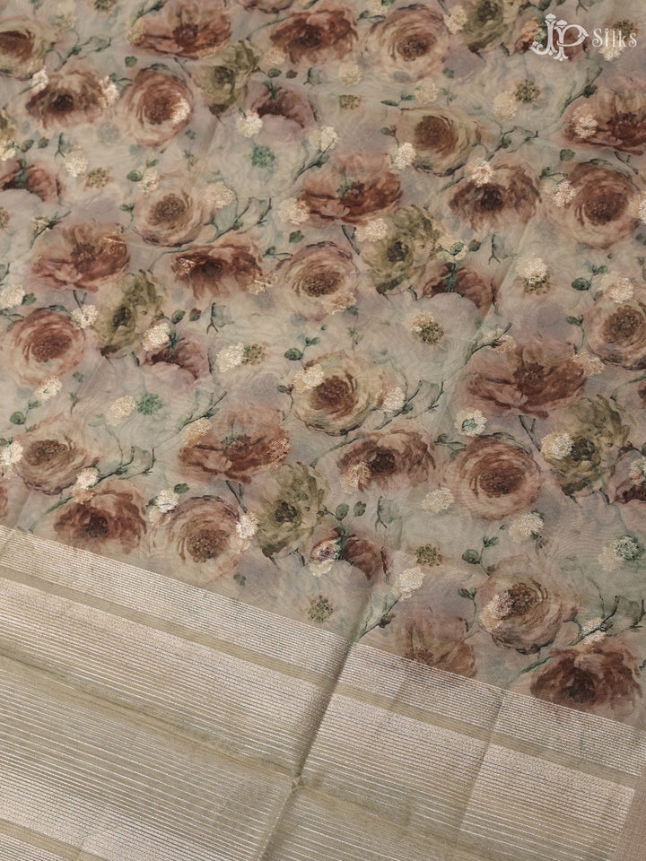 White and Gold Banaras Cotton Unstiched Chudidhar Material - E1933 - View 3
