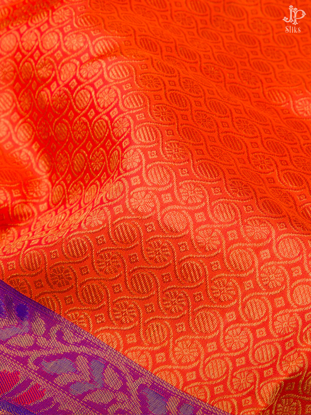 Orange and Purple Kanchipuram Silk Saree - D2810 - view 3