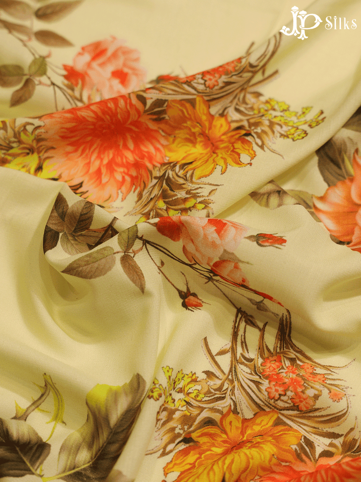 Yellow Digital Printed Chiffon Fabric- A14329 - View 2