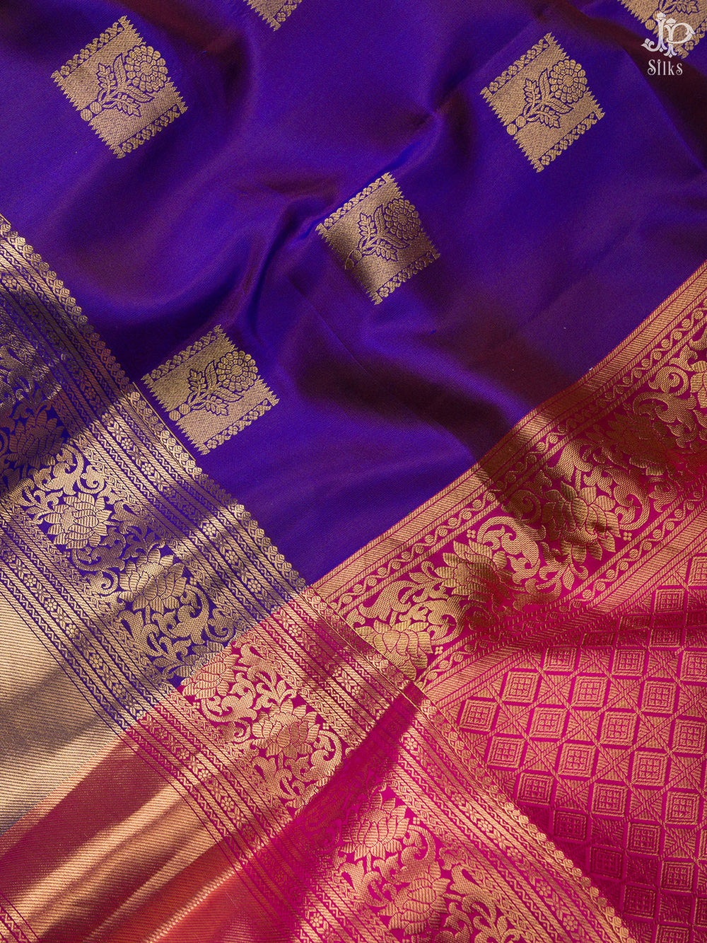 Violet and Rani Pink Kanchipuram Silk Saree - D4134 - View 2