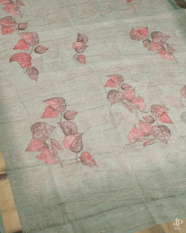 Baby Pink and Green Unstitched Chudidhar Material - D5242 - View 4