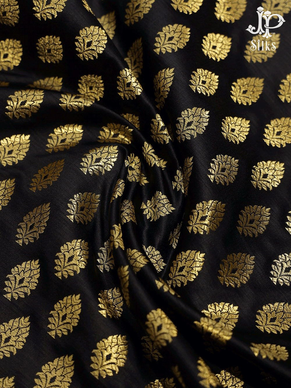 Black Banarasi Brocade Fabric - C845