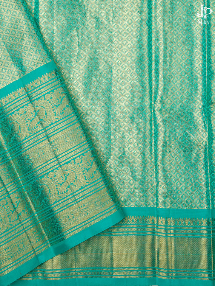 Mint Green Kanchipuram Silk Saree - A7017 - View 4