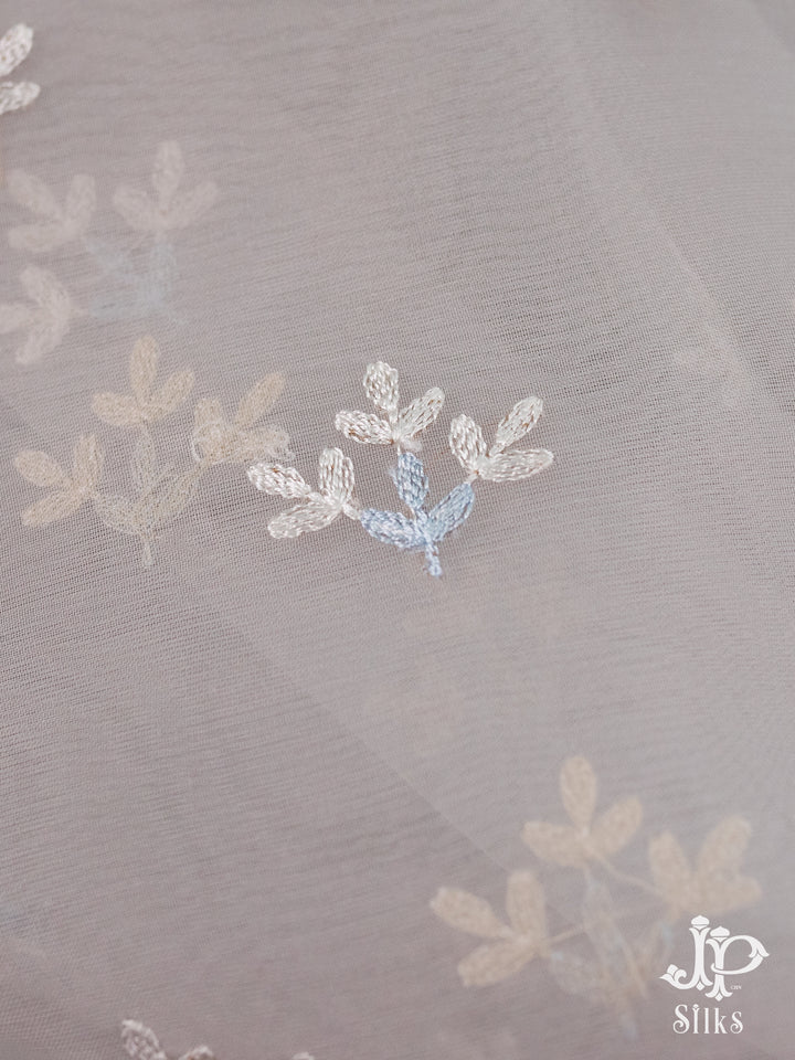 Grey Organza Fancy Saree - E1091 - View 2