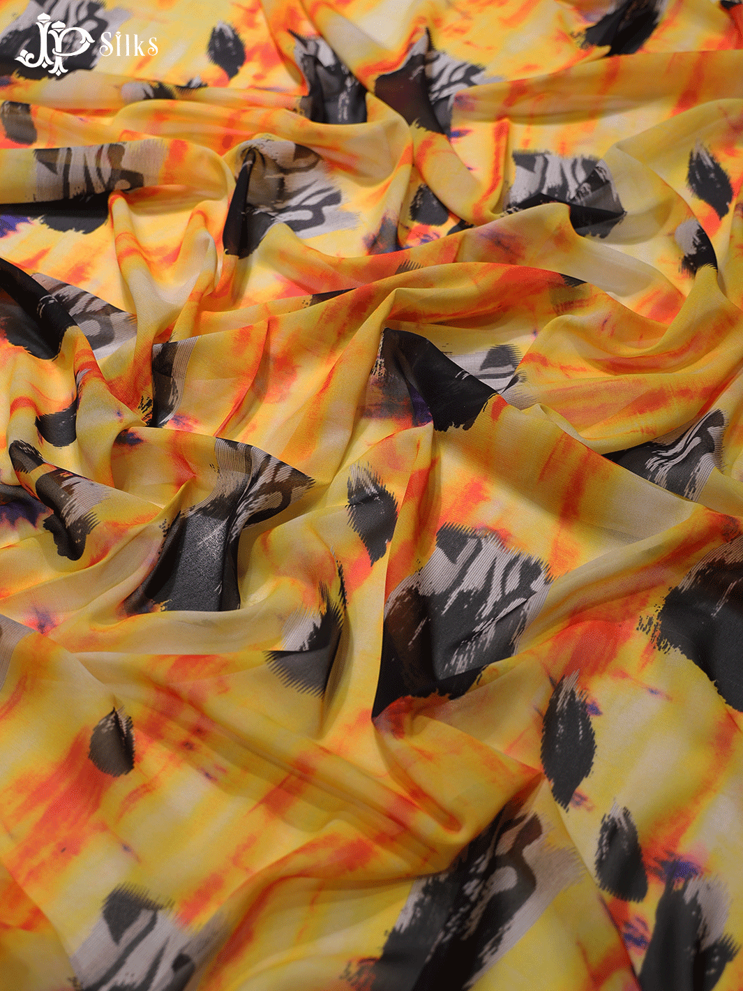 Multi Color Tie and Dye Digital Printed Chiffon Fabric- C3126
