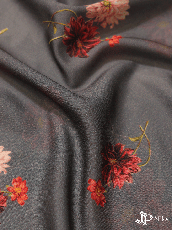 Grey Digital Printed Chiffon Fabric - A14308 - View 4