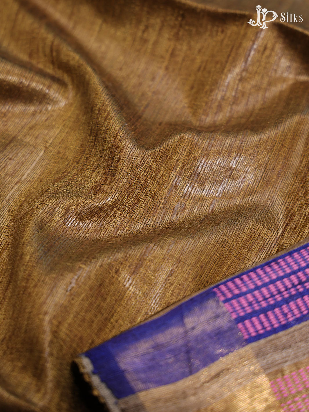 Gold and Purple Tussar Silk Saree - D8322 - View 2