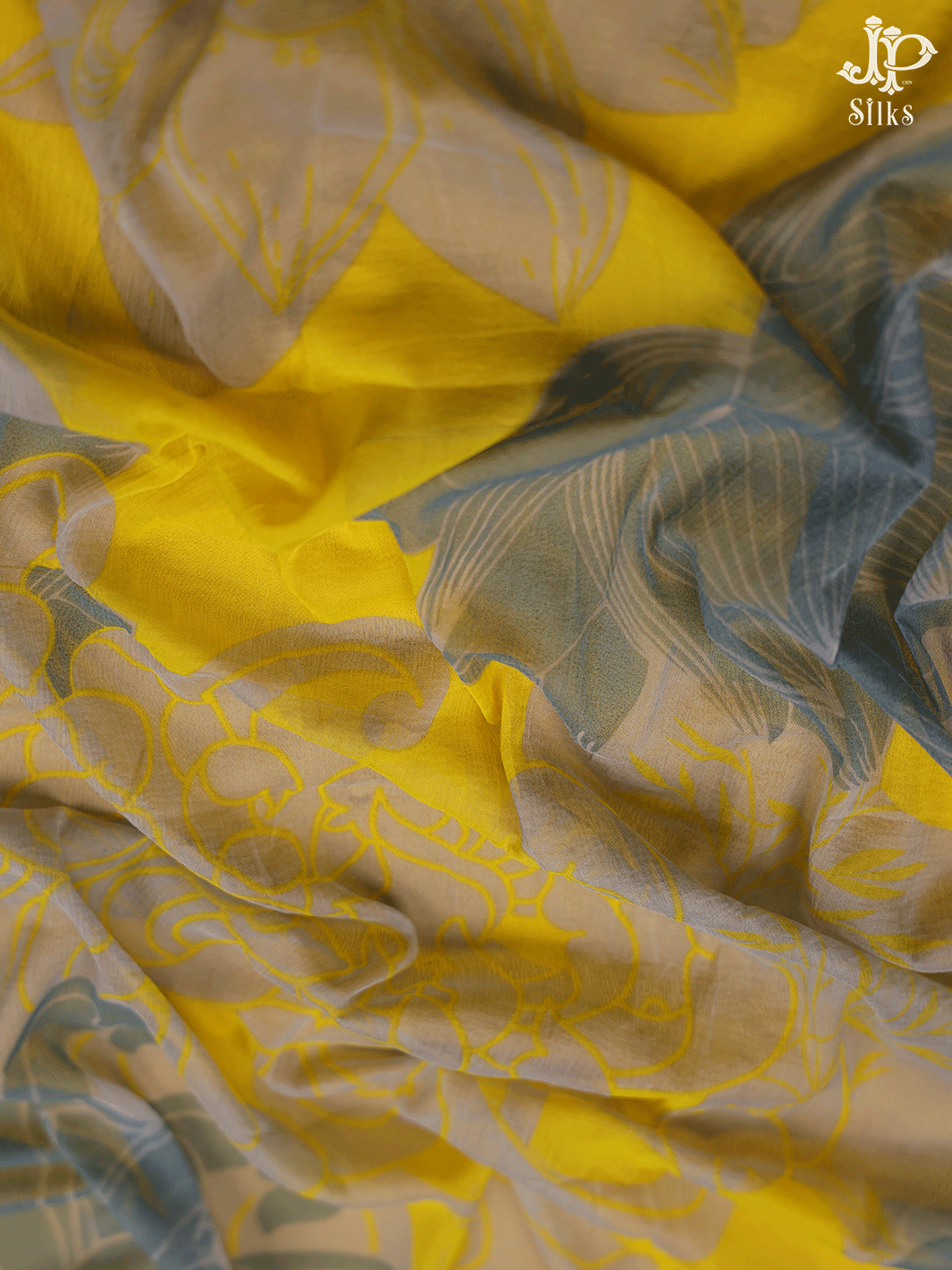 Yellow, White and Grey Cotton Chudidhar Material - E6164 - View 3