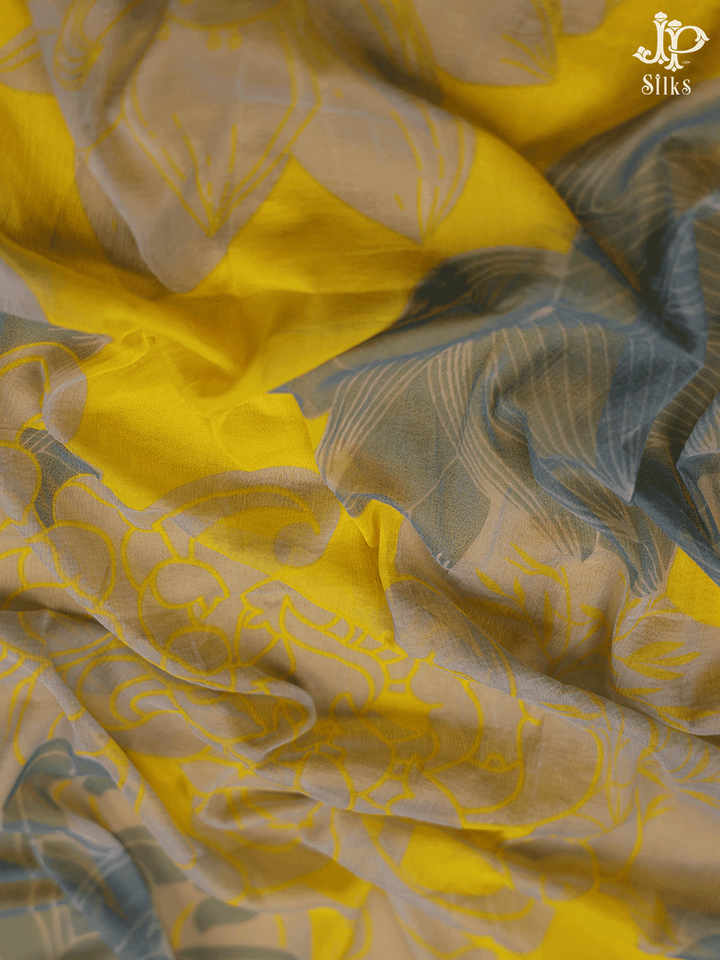 Yellow, White and Grey Cotton Chudidhar Material - E6164 - View 3