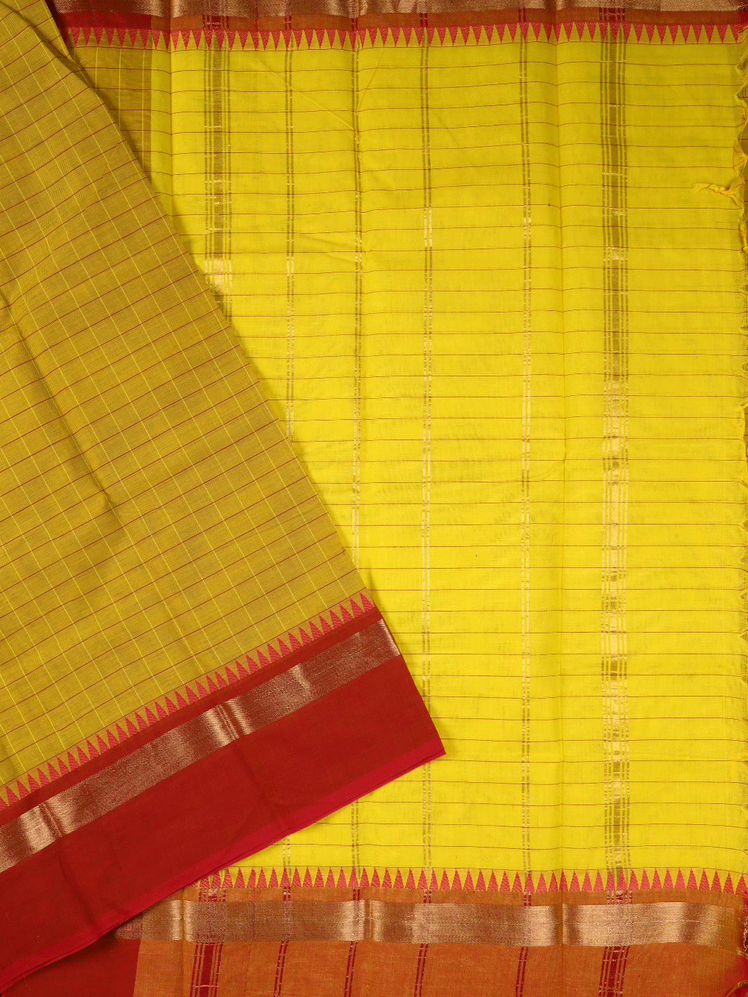 Mustard Yellow Cotton Saree - D9666