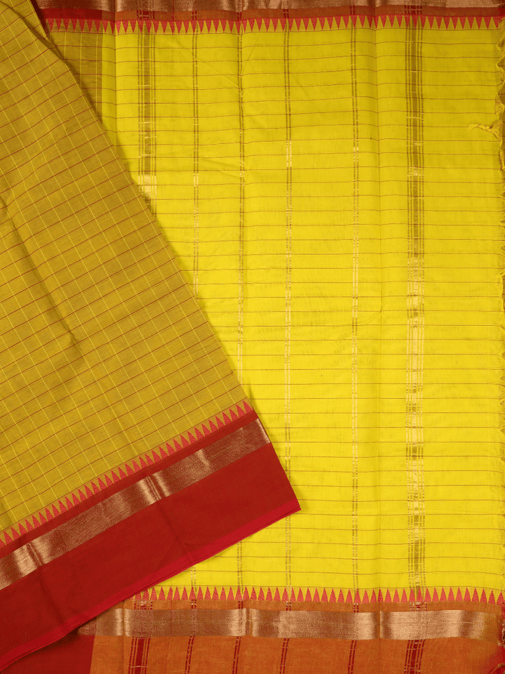 Mustard Yellow Cotton Saree - D9666