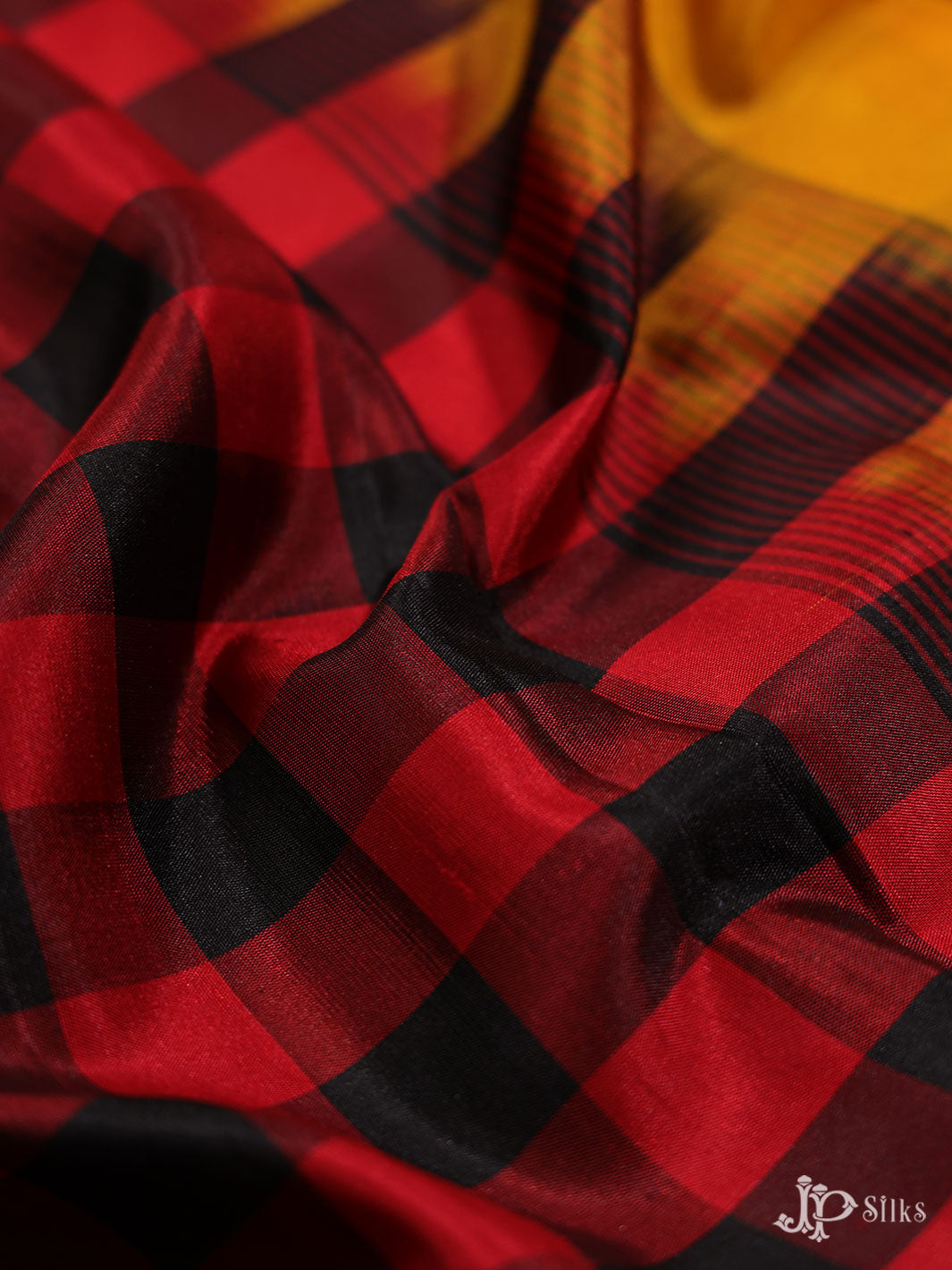 Red and Black Checked Dharmavaram silk - A3519 - View 5