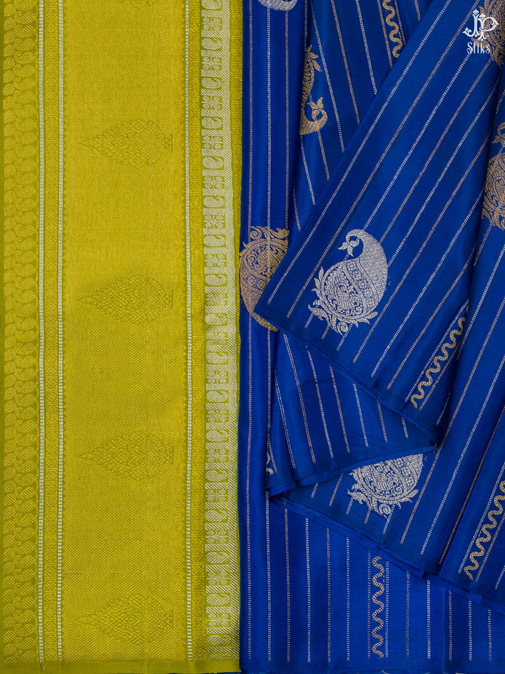 Blue Borderless Kanchipuram Silk Saree - A1238 -View 5