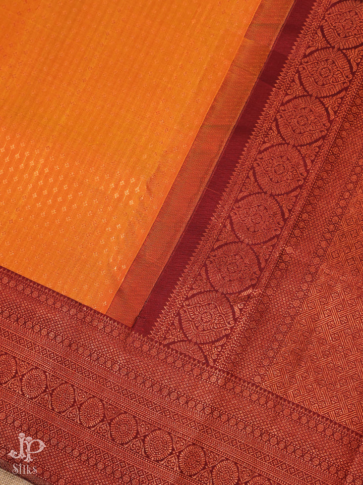 Sunset Orange Pure Silk Saree - D7927 - View 5