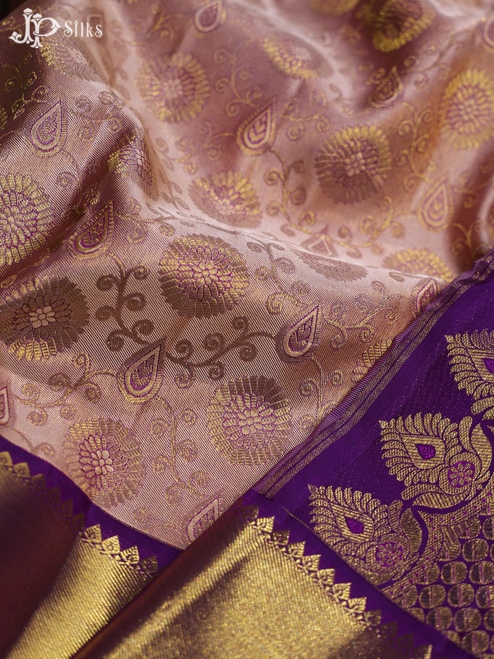 Baby Pink and Purple Kanchipuram Silk Sarees - E4584 - View 6