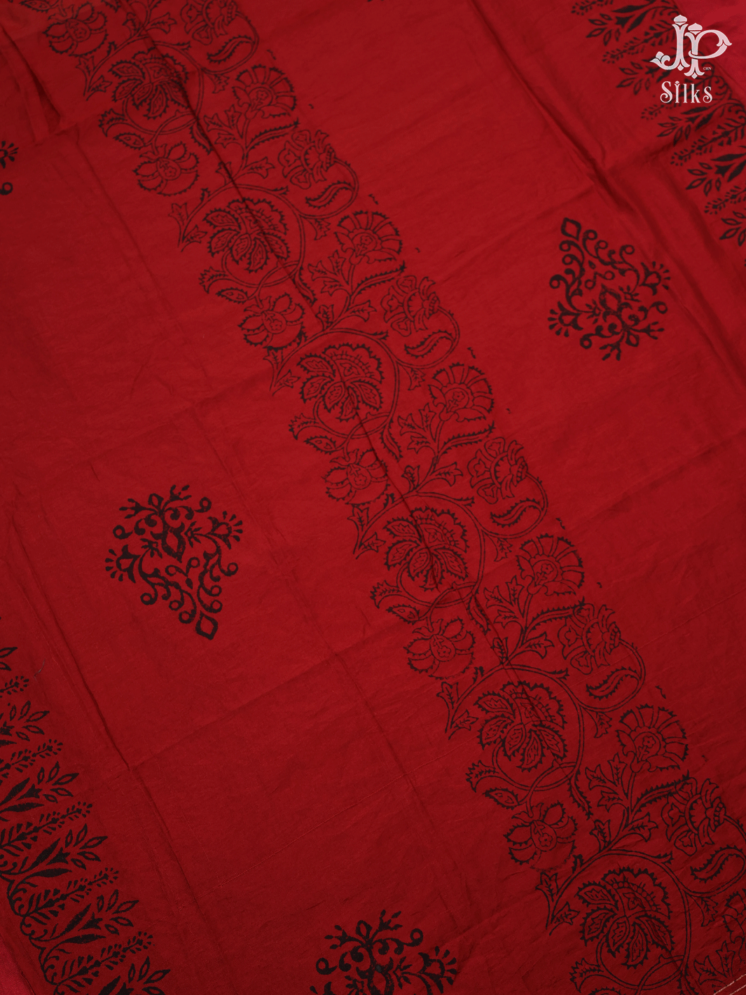 Red and Black Cotton Chudidhar Material - E6127 - View 5