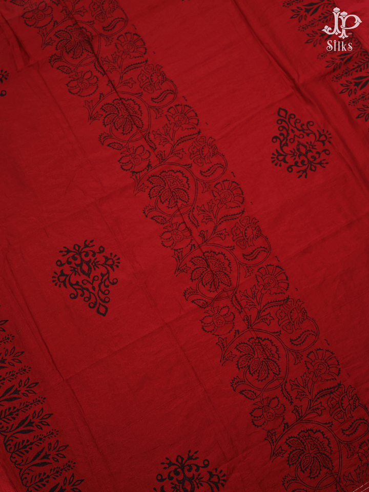 Red and Black Cotton Chudidhar Material - E6127 - View 5