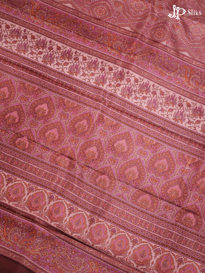Mauve and Multi color Crepe Raw Silk Saree- E885 - View 4
