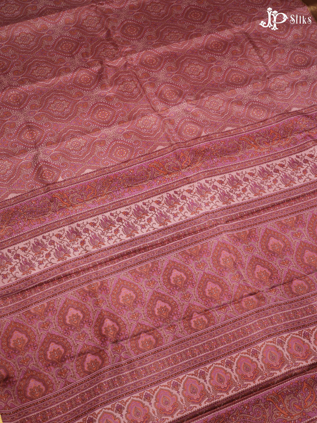 Mauve and Multi color Crepe Raw Silk Saree- E885 - View 5