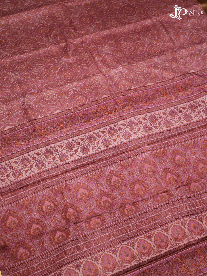 Mauve and Multi color Crepe Raw Silk Saree- E885 - View 5