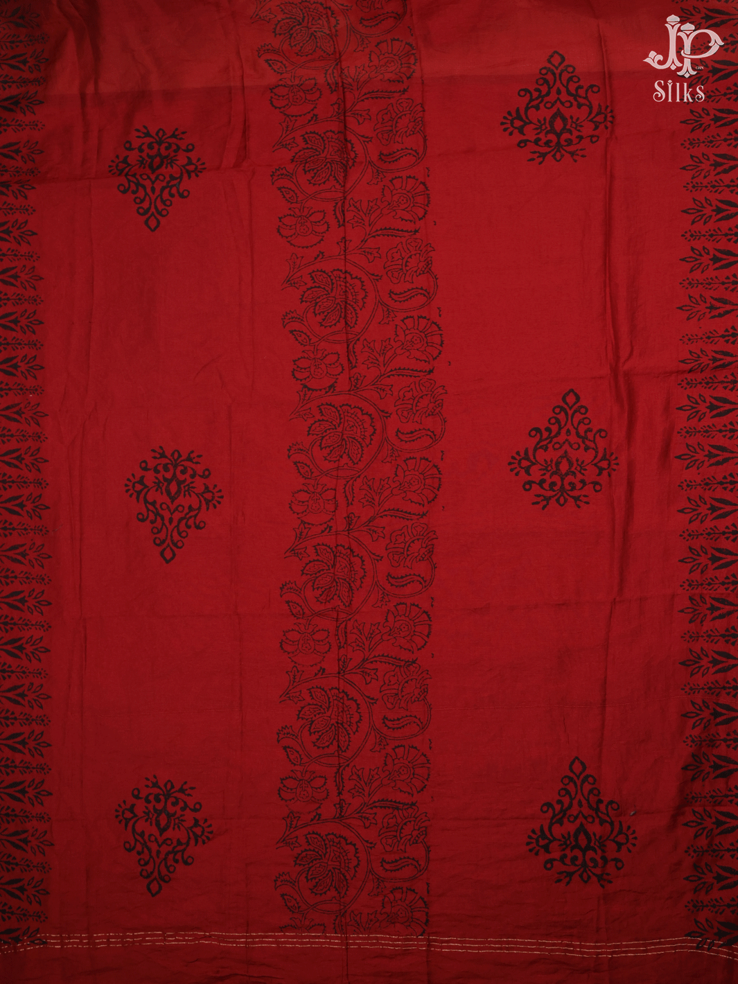 Red and Black Cotton Chudidhar Material - E6127 - View 6