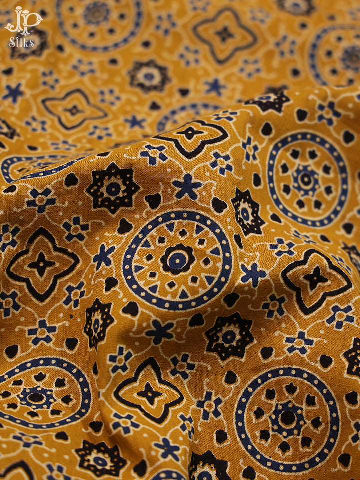 Mustard Yellow and Ink Blue Cotton Chudidhar Material - E1954 - View 4