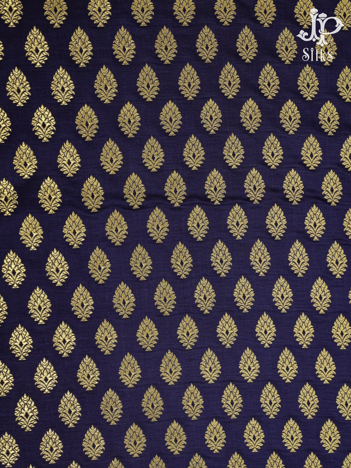 Navy Blue Banarasi Brocade Fabric - C848 - View 3