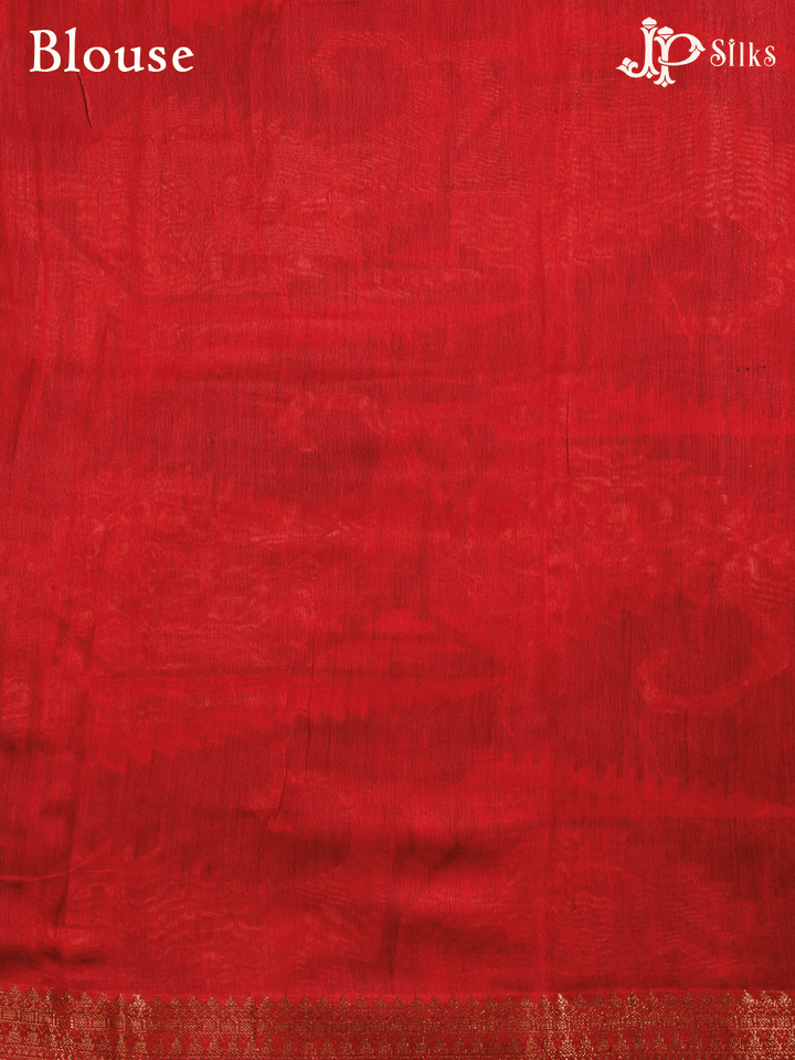 Black and Red Semi Chanderi Fancy Saree - E1582 - View 5