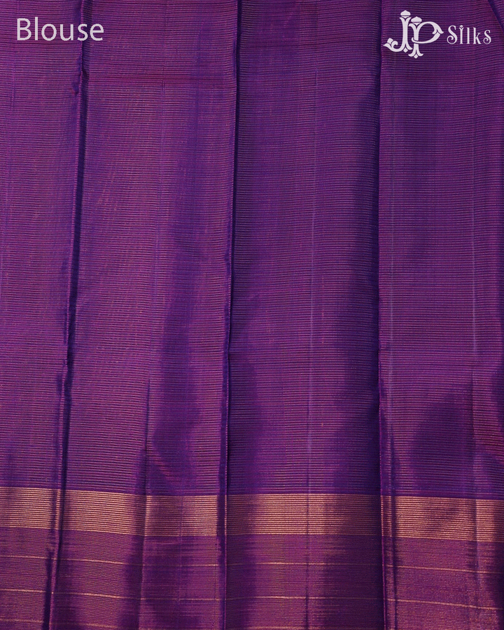 Royal Purple Checked Kanchipuram Silk Saree - E5204 - View 6
