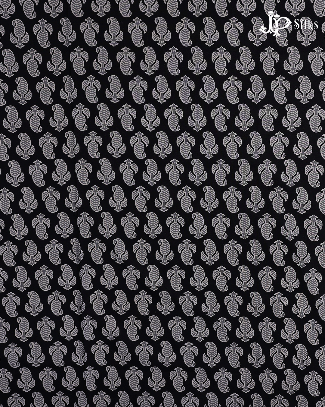 Black and White Mango Motif Cotton Fabric - D1770 - View 2