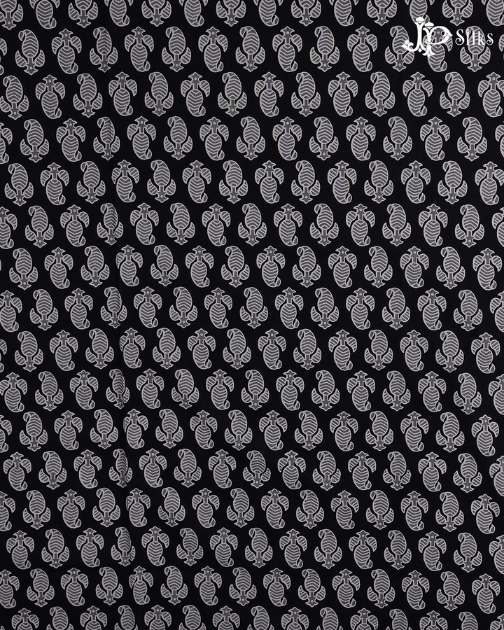Black and White Mango Motif Cotton Fabric - D1770 - View 2