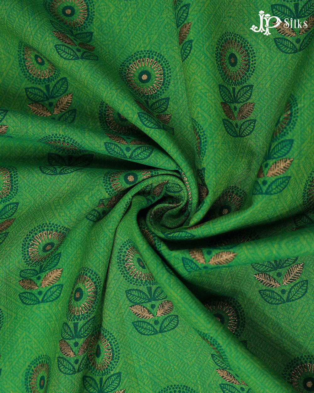 Green Floral Cotton Fabric - A6509 - View 1