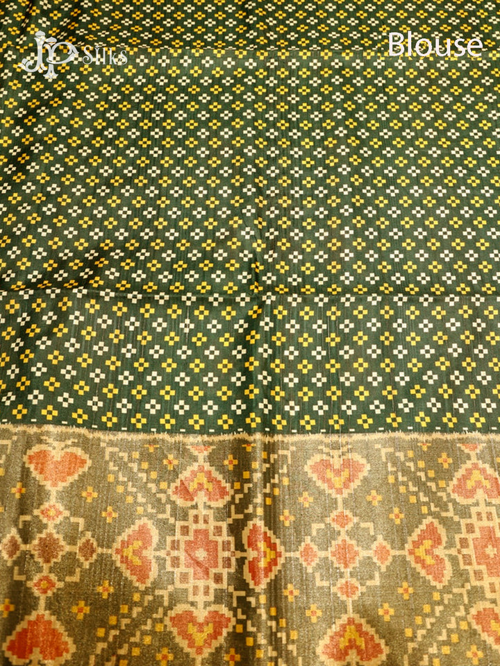 Light & Dark Green Semi Tussar Saree - E1249-view4